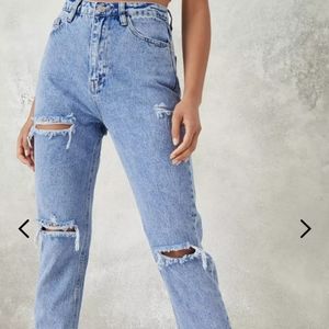 Missguided high-waisted rip straight jeans